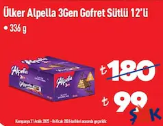 ÜLKER ALPELLA 3GEN GOFRET SÜTLÜ 12'Lİ 336 G fiyat ve kampanya bilgisi